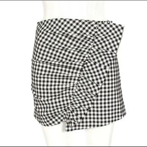 Zara ruched, ruffle, gingham check skirt sz-small